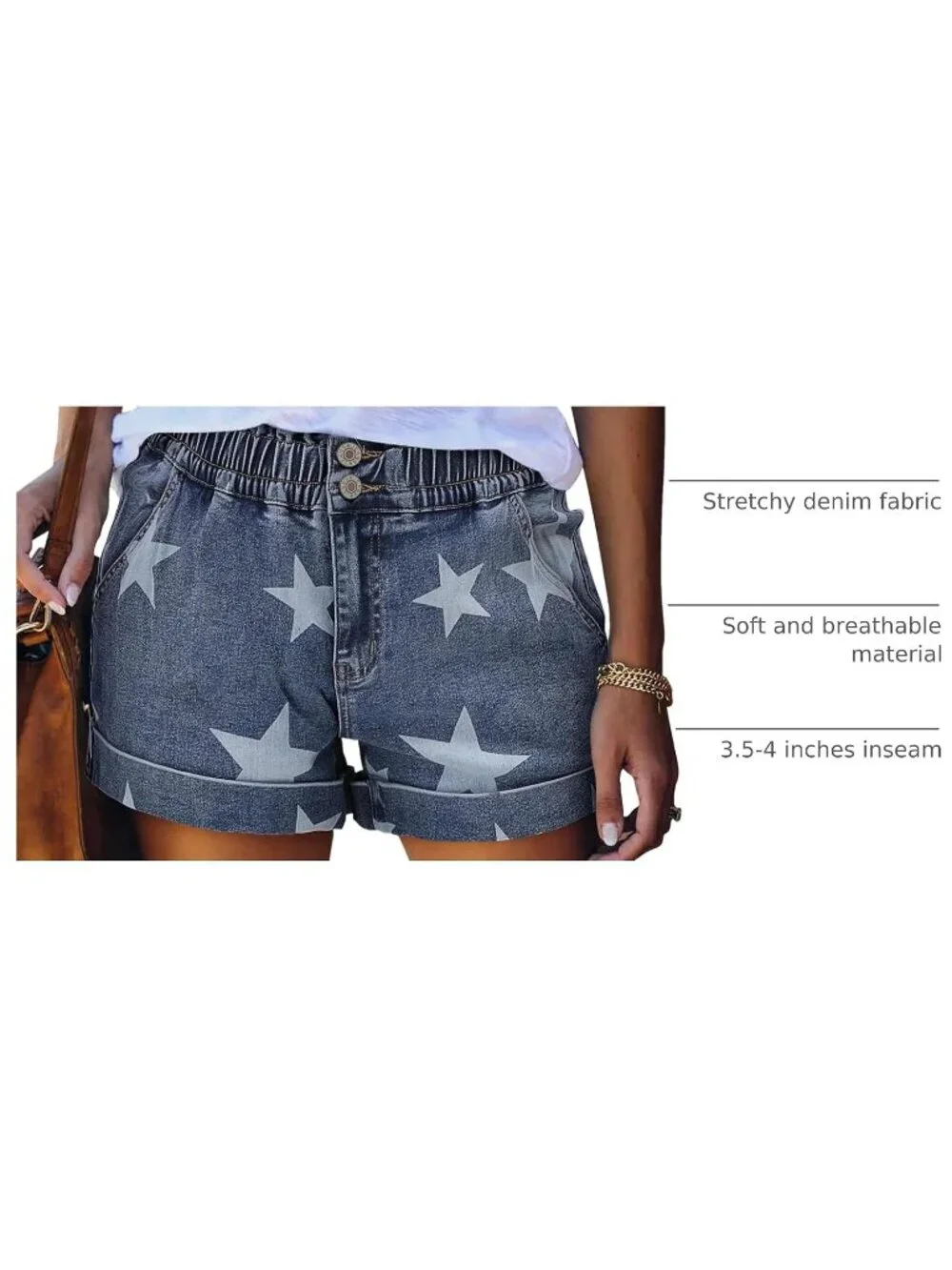 Women's Blue Summer Comfortable Stretchy Denim Casual Hot Short Jort Jeans